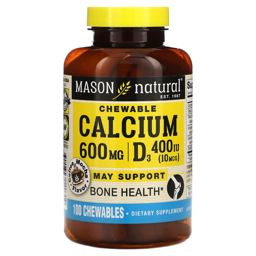 Mason Natural Mason Natural® Calcium 600 mg + D3 – Coffee Mocha Flavor (100 Chewable Tablets) Vitamins & Supplements White Smoke