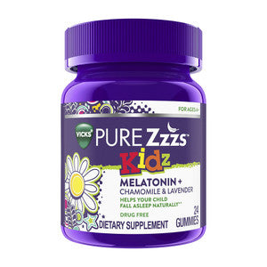 Vicks Vicks Pure Zzzs Kidz Sleep Aid, 0.5 Mg Melatonin Gummies Medicine Cabinets Midnight Blue