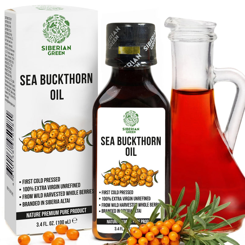 SiberianGreen.com Siberian Sea Buckthorn Oil | 100% Extra Virgin Cold Pressed | 100ml Cooking Oils White Smoke