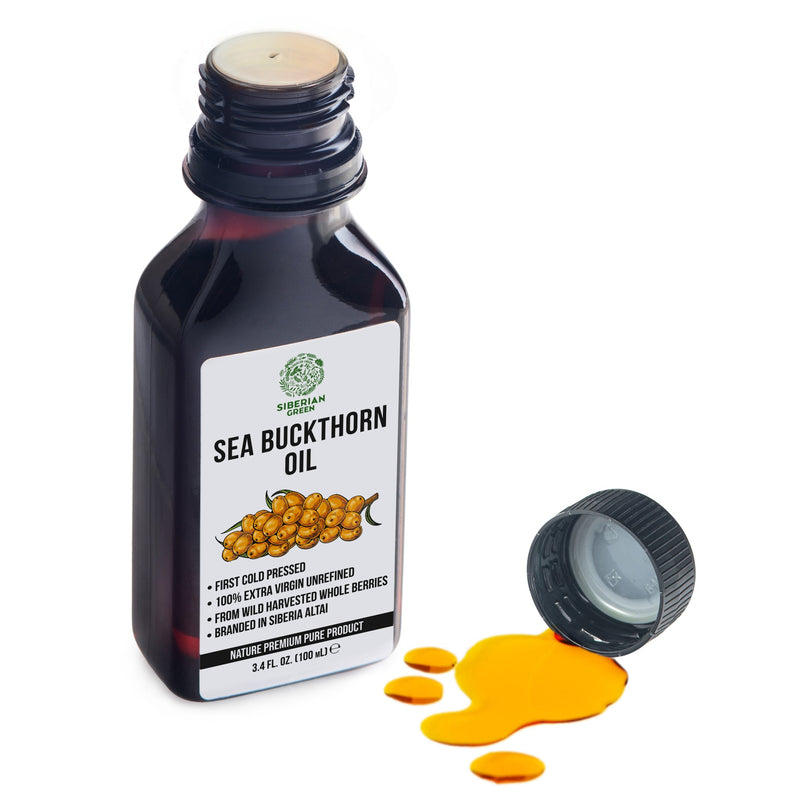 SiberianGreen.com Siberian Sea Buckthorn Oil | 100% Extra Virgin Cold Pressed | 100ml Cooking Oils White Smoke