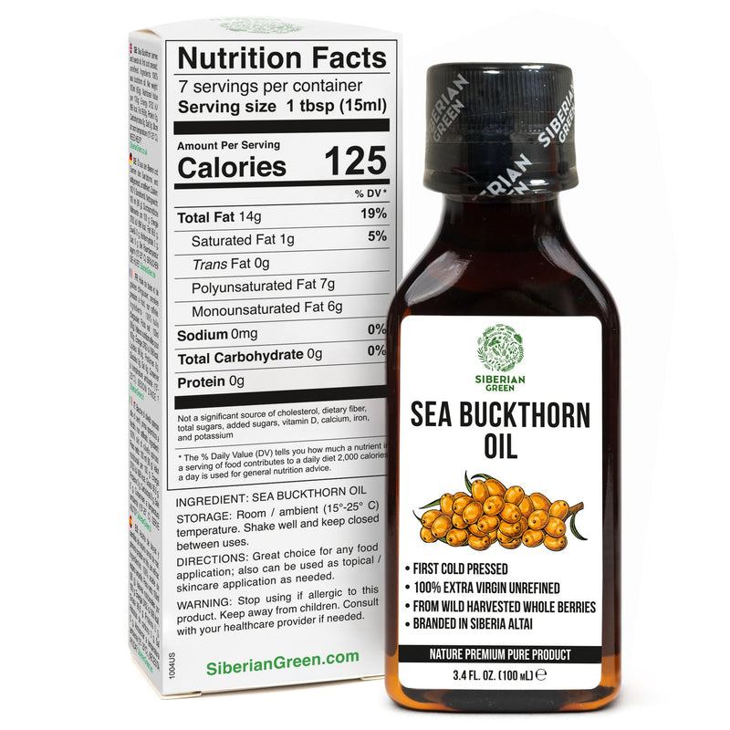 SiberianGreen.com Siberian Sea Buckthorn Oil | 100% Extra Virgin Cold Pressed | 100ml Cooking Oils White Smoke