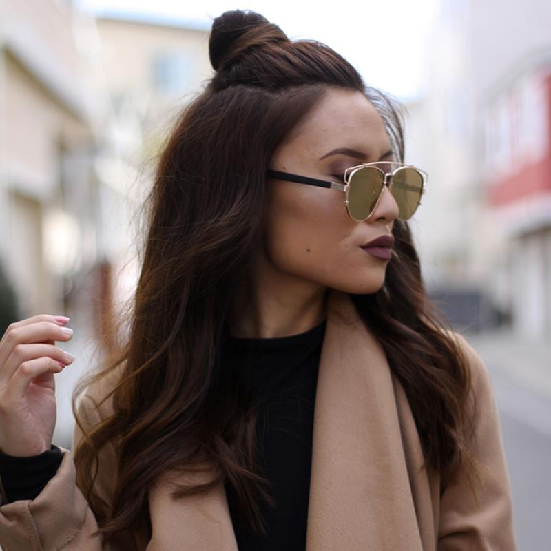 zeroUV Modern Fashion Panto Flat Front Metal Aviator Sunglasses A121 Glasses / Sunglasses Black Silver Black Smoke,Gold Tortoise Brown,Gold Black Lavender,Gold Tortoise Green,Gold White Grey Gradient,Black Black Green