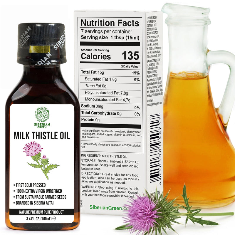 SiberianGreen.com Milk Thistle Oil 100ml | Best Silymarin Supplement for Health Cooking Oils White Smoke