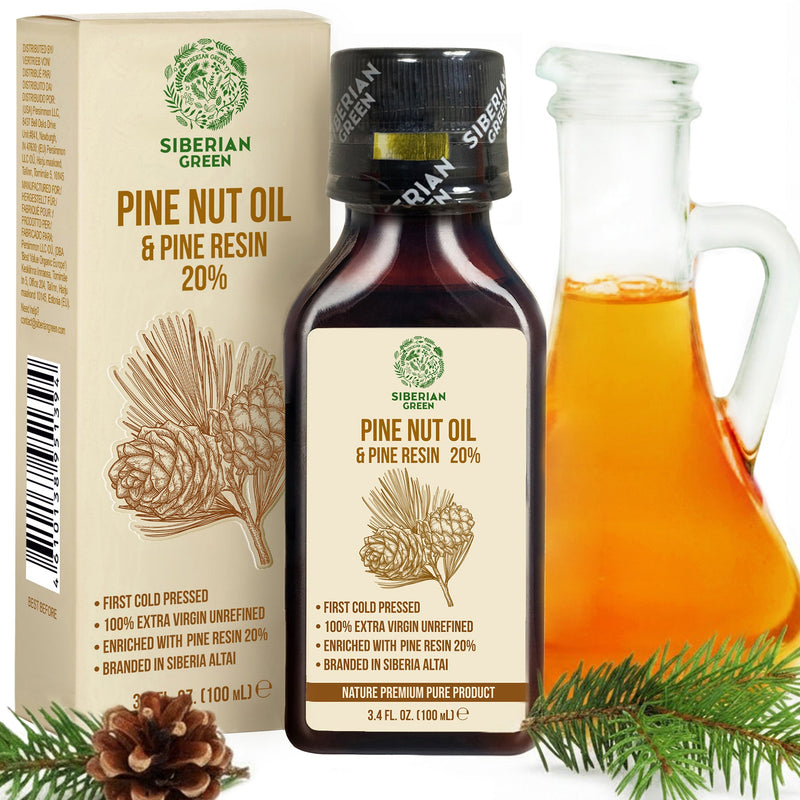 SiberianGreen.com Siberian Pine Nut Oil with Cedar Resin – 100 ml for Immune Support & Digestive Health Cooking Oils White Smoke