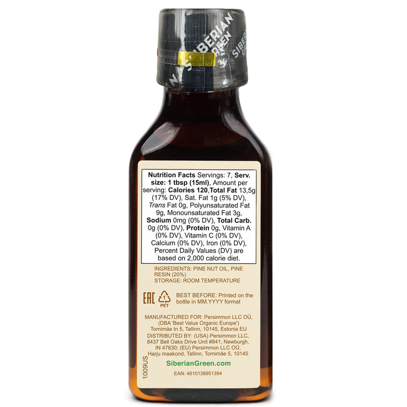 SiberianGreen.com Siberian Pine Nut Oil with Cedar Resin – 100 ml for Immune Support & Digestive Health Cooking Oils White Smoke