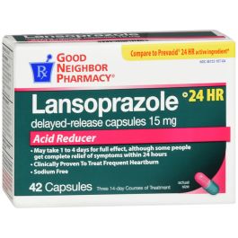 Good Neighbor Pharmacy GNP Lansoprazole 15 mg Delayed-Release Capsules (Acid Reducer, 42 Count) Medicine & Drugs Misty Rose