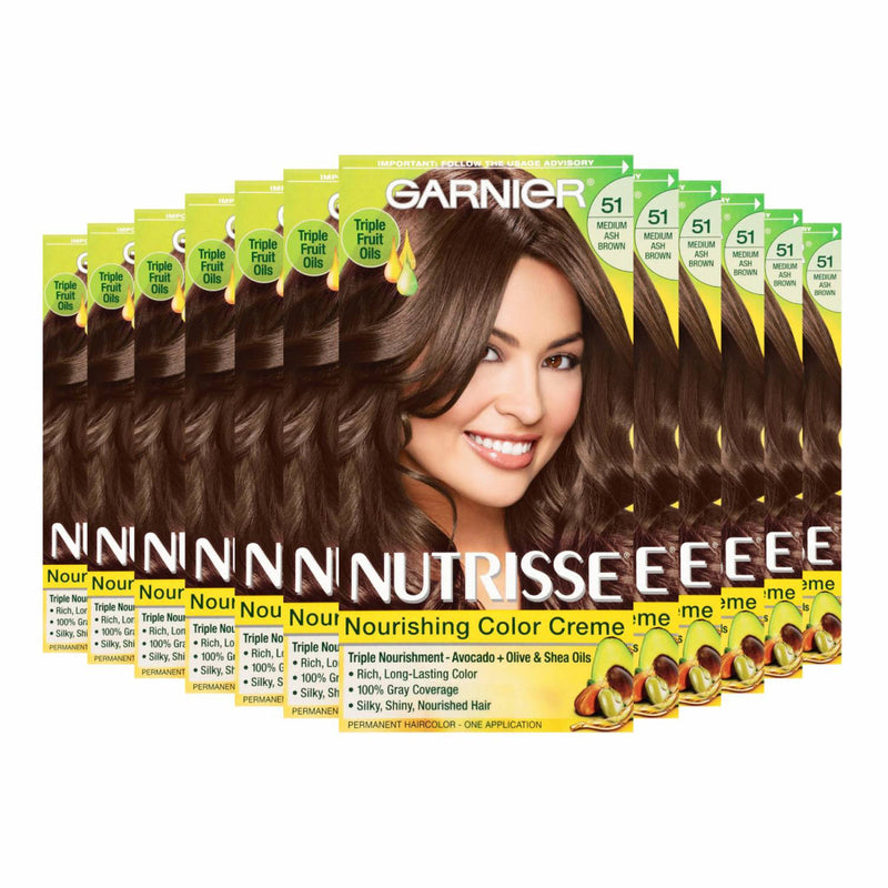 Garnier Garnier Nutrisse Nourishing Color Crème – 51 Medium Ash Brown (Cool Macadamia) Hair Color Dark Slate Gray