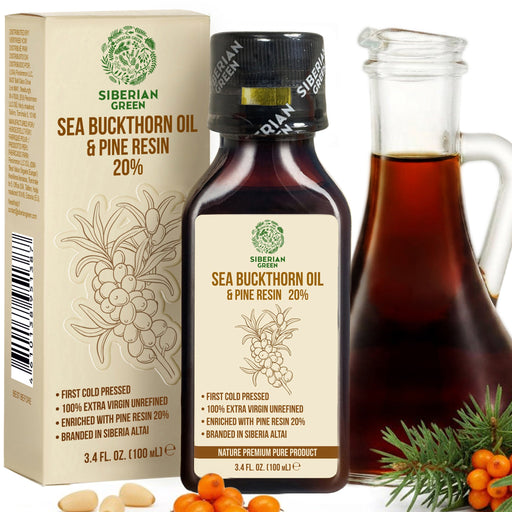 SiberianGreen.com Siberian Sea Buckthorn Oil with Pure Cedar Resin - 100ml Cooking Oils White Smoke