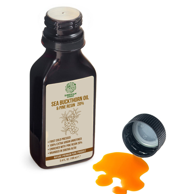 SiberianGreen.com Siberian Sea Buckthorn Oil with Pure Cedar Resin - 100ml Cooking Oils White Smoke