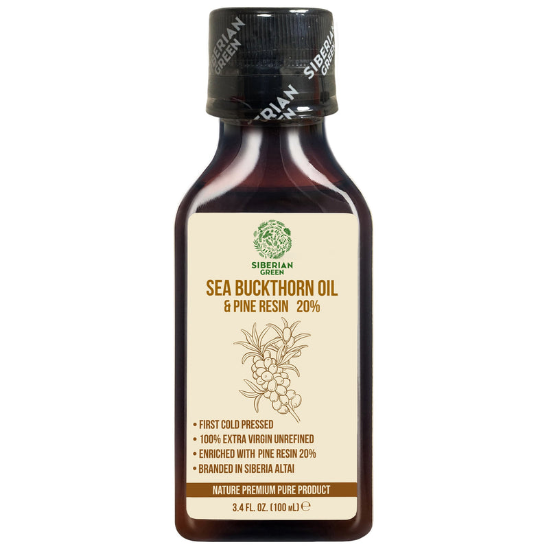 SiberianGreen.com Siberian Sea Buckthorn Oil with Pure Cedar Resin - 100ml Cooking Oils White Smoke