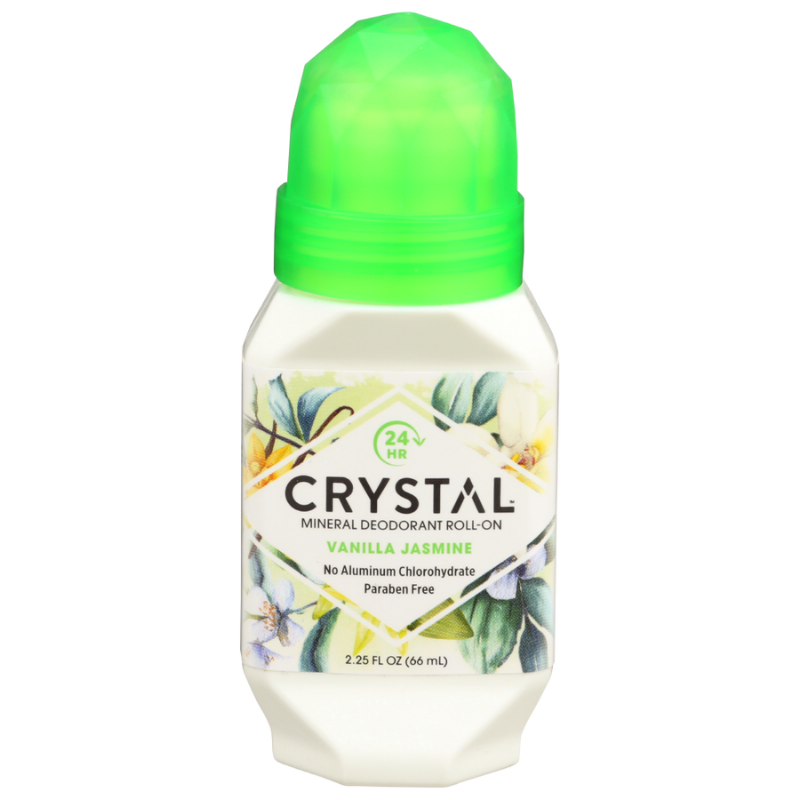 Crystal Crystal Essence Mineral Deodorant Roll On, Vanilla Jasmine 2.25 Oz Deodorant White Smoke