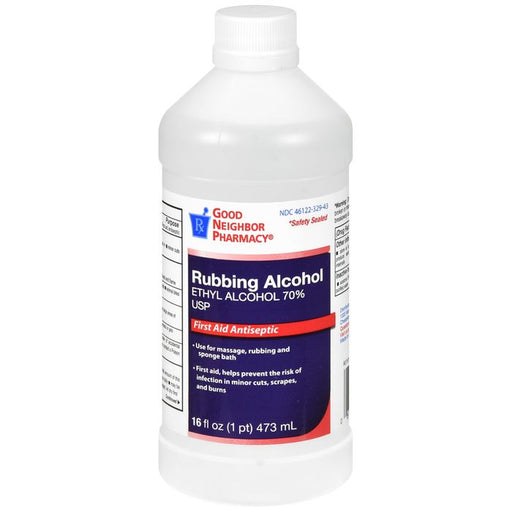 Good Neighbor Pharmacy GNP 70% Ethyl Rubbing Alcohol USP First Aid Antiseptic & Topical Antimicrobial 16 fl oz First Aid White Smoke