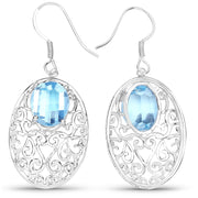 Bids.com 10.72 Carat Genuine Blue Topaz .925 Sterling Silver Earrings Earrings White Smoke