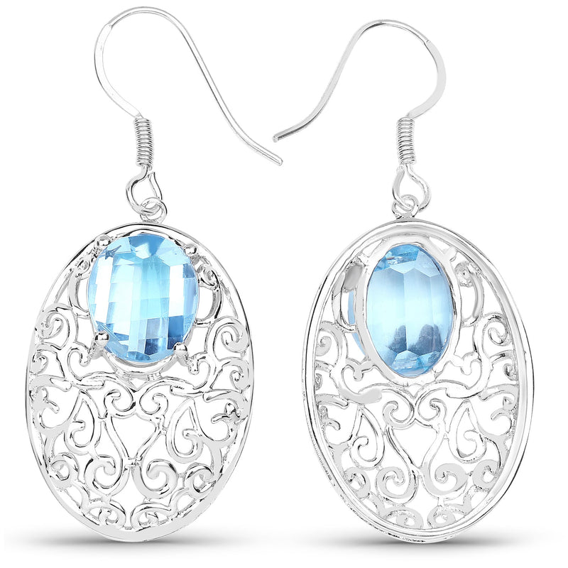 Bids.com 10.72 Carat Genuine Blue Topaz .925 Sterling Silver Earrings Earrings White Smoke