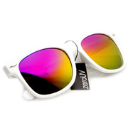 zeroUV Retro Matte Black Horned Rim Flash Colored Lens Sunglasses 58mm 8025 Sunglasses White Smoke White Rainbow
