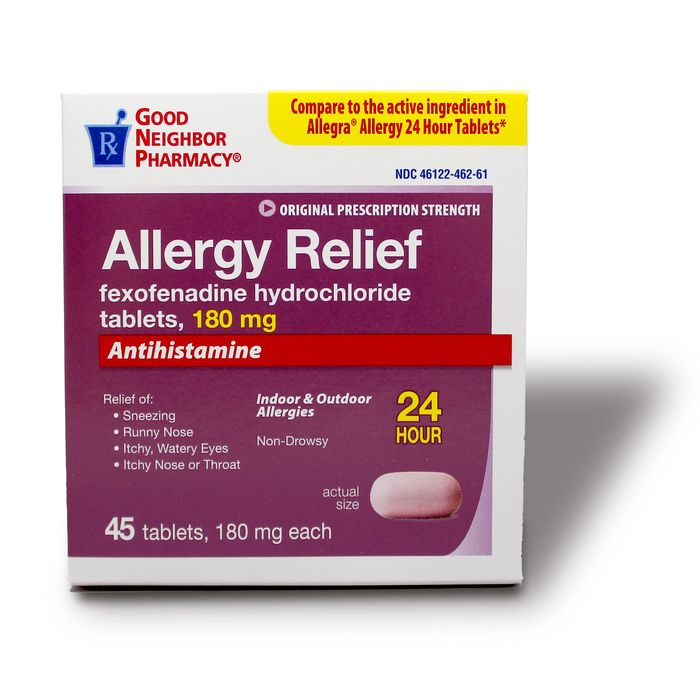 Good Neighbor Pharmacy GNP Fexofenadine HCl 180 mg, 24-Hour Allergy Tablets (45 Count) Medicine & Drugs White Smoke