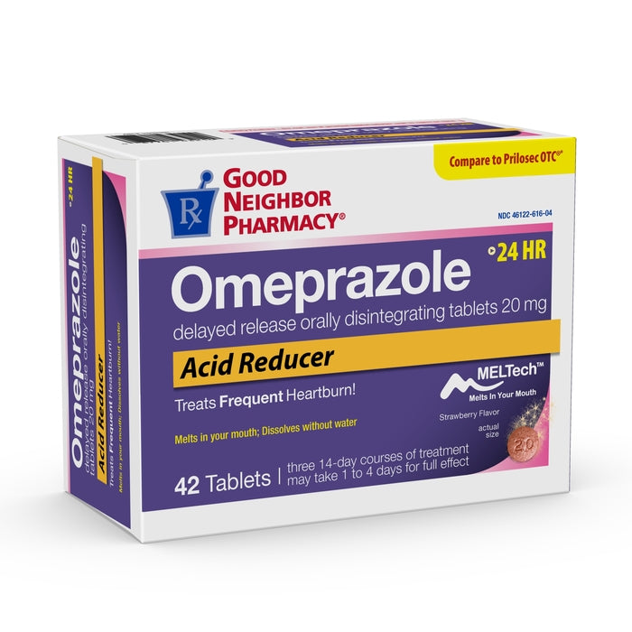 Good Neighbor Pharmacy GNP Omeprazole 20 mg ODT Tablets | 24-Hour Acid Reducer (42 Count) Medicine & Drugs Lavender