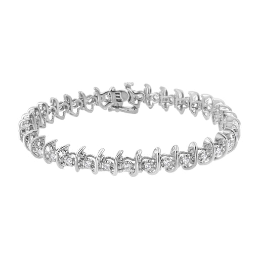 Bids.com .925 Sterling Silver 1 cttw Prong-Set Diamond Link Bracelet (I-J, I1-I2) - 7.25" Bracelets White Smoke White.Sterling Silver / 7.5