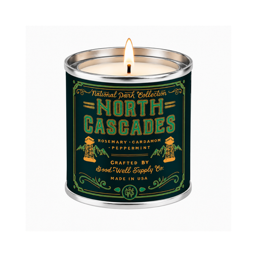 Good & Well Supply Co North Cascades National Park Candle Candles Black Half Pint / 8oz / Cotton Wick,Pint / 14oz / Cotton Wick