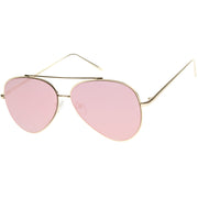 zeroUV Retro Modern Mirrored Flat Lens Metal Aviator Sunglasses A318 Sunglasses White Smoke Gold Pink Mirror,Gold Blue Mirror,Gold Purple Mirror,Gold Brown Mirror,Silver Silver Mirror,Black Silver Mirror