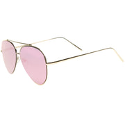 zeroUV Retro Modern Mirrored Flat Lens Metal Aviator Sunglasses A318 Sunglasses White Smoke Gold Pink Mirror,Gold Blue Mirror,Gold Purple Mirror,Gold Brown Mirror,Silver Silver Mirror,Black Silver Mirror