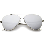 zeroUV Retro Modern Mirrored Flat Lens Metal Aviator Sunglasses A318 Sunglasses White Smoke Silver Silver Mirror