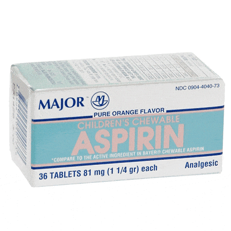 Major Major® Children’s Chewable Aspirin – 81 mg (36 ct) Medicine & Drugs Light Gray