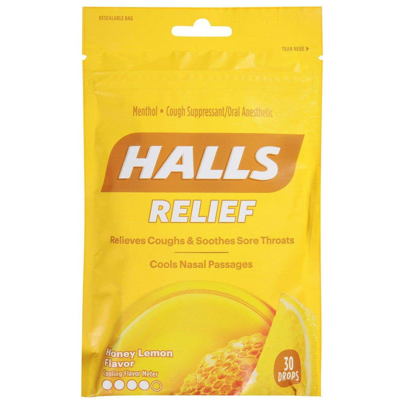 Halls Halls Honey Lemon Flavor Cough & Throat Relief 30 Drops Throat Relief Gold