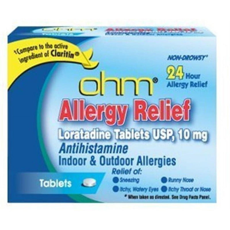 Ohm Ohm Loratadine 10mg Non-Drowsy Allergy Relief, 24-Hour Antihistamine, 500 Tablets Medicine & Drugs Pale Turquoise