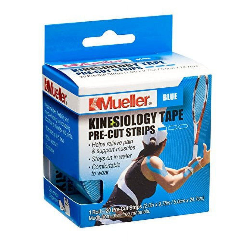 Mueller Sports Medicine Mueller Sports Medicine Pre-Cut Kinesiology Tape Blue Exercise & Fitness White Smoke