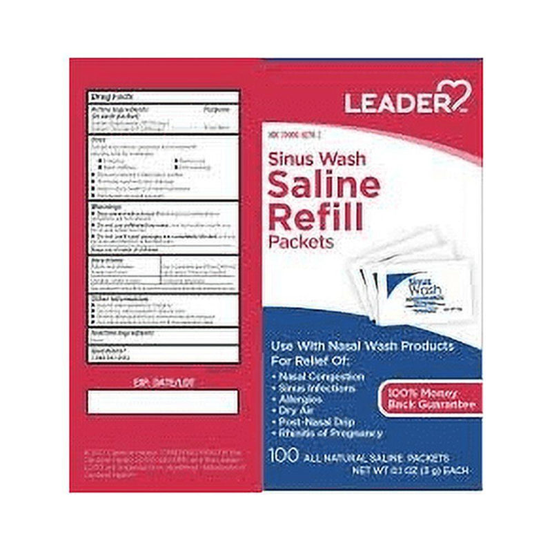 Leader Leader Sinus Wash Saline Refill Packets - 100ct Medicine & Drugs White Smoke