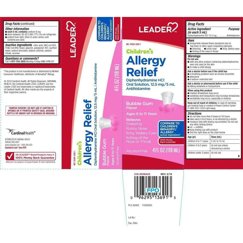 Leader Leader Allergy Relief, Children's, Bubble Gum Flavor Health & Beauty White Smoke