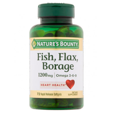 Nature's Bounty Nature's Bounty Fish, Flax, Borage, 1200 Mg, Rapid Release Softgels Vitamins & Supplements Lavender