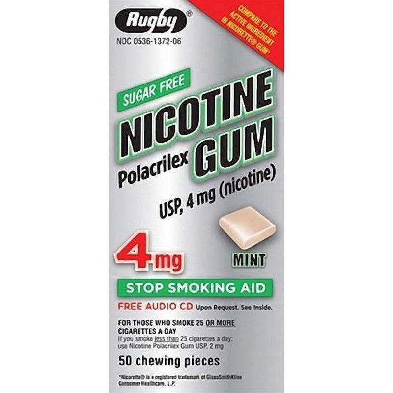 Rugby Rugby Nicotine Gum Original 50 Chews Medicine Cabinets Gray