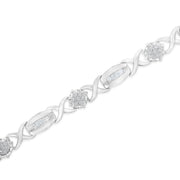Bids.com .925 Sterling Silver 1.0 Cttw Round-Cut and Baguette-Cut Diamond X-Link Bracelet (I-J Color, I1-I2 Clarity) - 7" Bracelets White Smoke White.Sterling Silver / 7