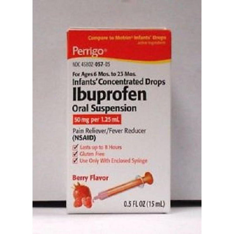 Perrigo Perrigo Infant Ibuprofen Drops 50mg/1.25ml Berry 0.5oz Medicine & Drugs Gray