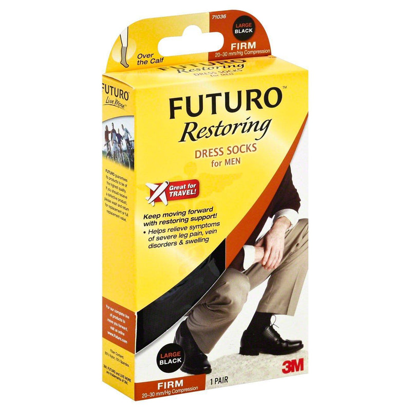 Futuro Futuro Restoring Dress Socks For Men Large Black Firm Compression Personal Care White Smoke