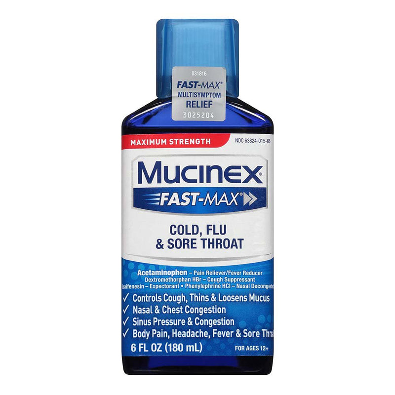 Mucinex Mucinex Fast Max Maximum Strength Cold & Sore Throat Liquid - 6oz Health & Beauty White Smoke