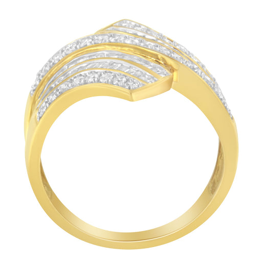 Bids.com 10K Yellow Gold Diamond Bypass Ring (1 1/7 Cttw, I-J Color, I1-I2 Clarity) - Size 5 Rings White Smoke 7 / Yellow.Gold,10 / Yellow.Gold,8 / Yellow.Gold,7.5 / Yellow.Gold,5 / Yellow.Gold