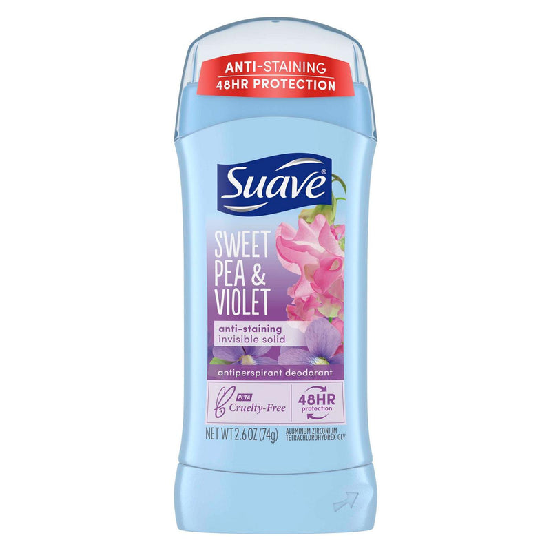 Suave Suave® Invisible Solid Antiperspirant – Sweet Pea & Violet (2.6 Fl Oz) Deodorant Light Blue