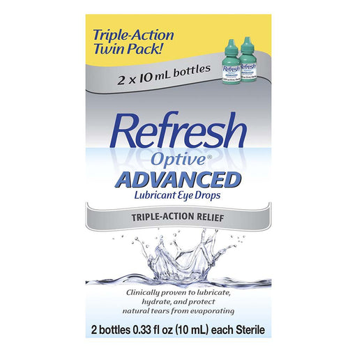 Refresh Refresh Optive Drops  Advanced Sterile Eye Drops 2 Ct x0.34 Oz Eye Drops & Lubricants White Smoke