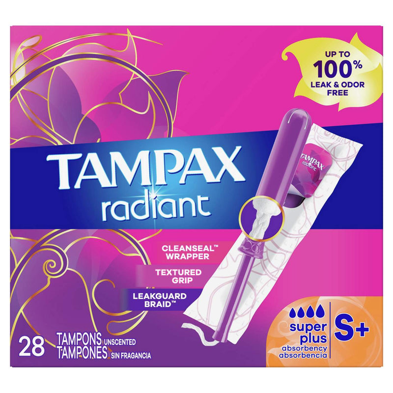 Tampax Tampax Radiant Super Plus Absorbency Tampons - 28ct Tampons Violet Red