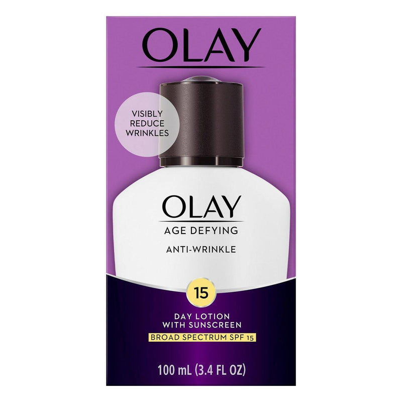Olay Olay Age Defying Anti-Wrinkle Day Face Lotion With Sunscreen SPF 15, 3.4 Fl Oz Face Cream Lavender