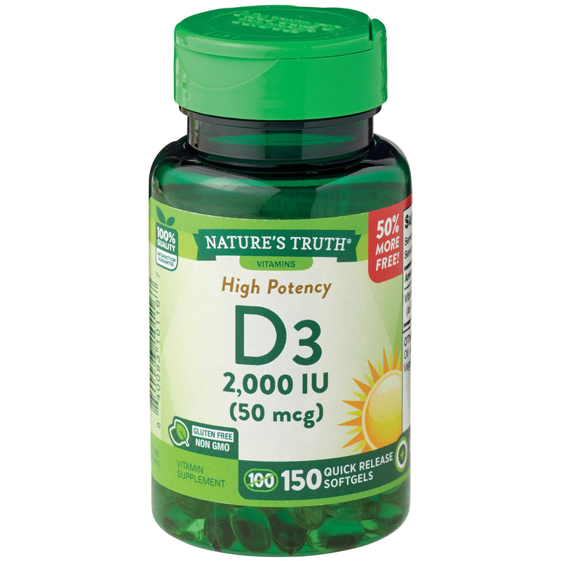 Nature's Truth Nature's Truth Vitamin D3 High Potency (50 mcg / 2000 IU) Vitamins & Supplements White Smoke