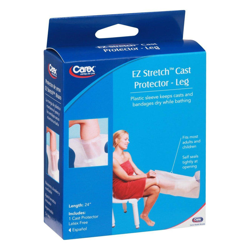 Carex EZ Stretch Leg Cast Protector – Waterproof Cover for Showers and Baths, Universal Adult Size Cast & Bandage Protectors Deep Sky Blue