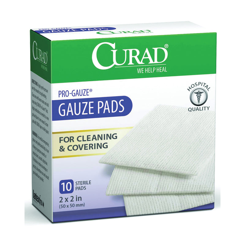 Curad Curad Pro-Gauze Premium Gauze Pads, Extra Absorbent & Soft – 2" x 2", 10 Count First Aid White Smoke