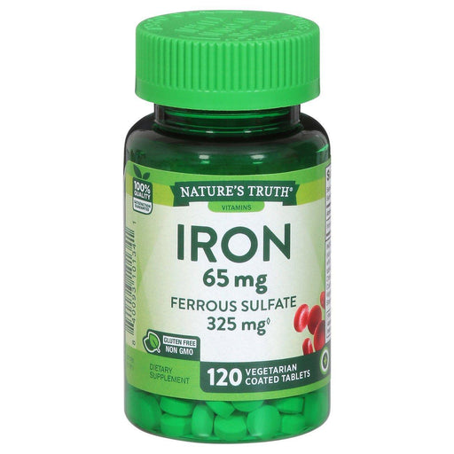 Nature's Truth Nature's Truth Iron 65 Mg Ferrous Sulfate Coated Tablets Vitamins & Supplements White Smoke