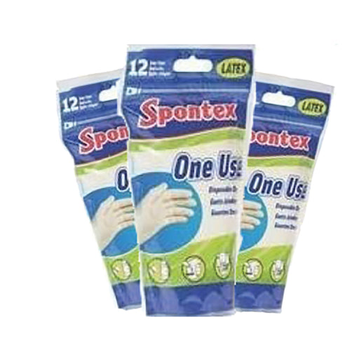 Spontex Spontex 76191 One Use Latex Gloves Fits All Disposable Gloves White Smoke
