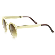 zeroUV Women's Indie Round Metal Laser Cut Mesh Cat Eye 9432 Sunglasses White Smoke Gold,Black,Silver,Rose Gold,Silver White Smoke,Gold White Smoke