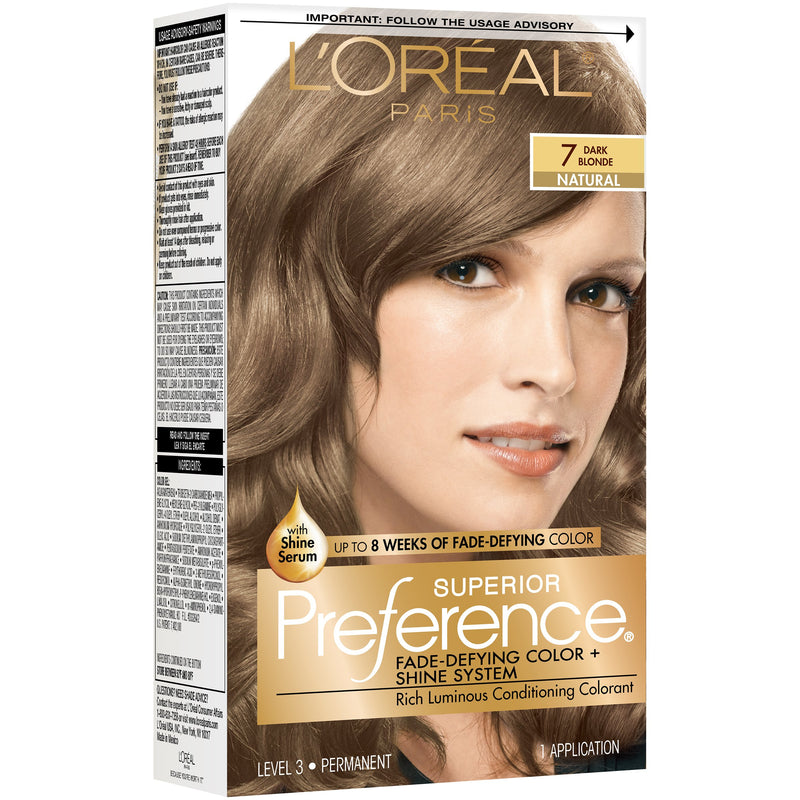 Superior Preference Superior Preference L'Oreal Paris Fade-Defying Shine Permanent Hair Color, 7 Dark Blonde, 1 Kit Hair Color Dark Olive Green